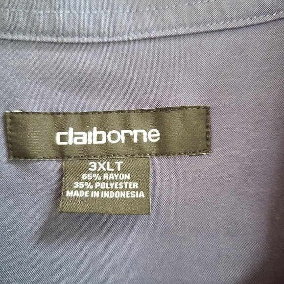 Claiborne Shirt Mens Size 3XLT Blue Short Sleeve Button Up Polyester Blend - Picture 5 of 9